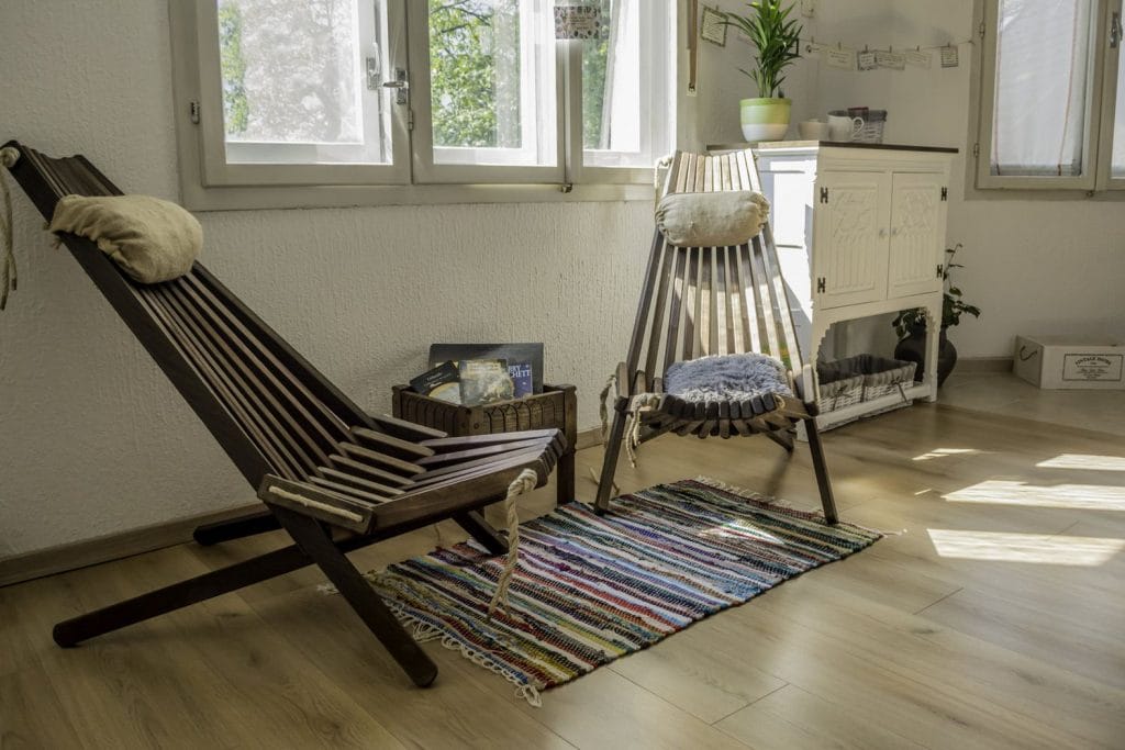 Wooden chairs for relaxation and reading in the summer months vacation.