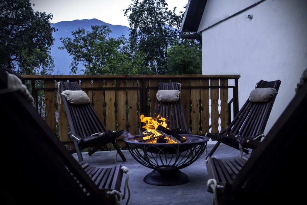 Resting place on a terrace in Bovec for tired canyoneers.