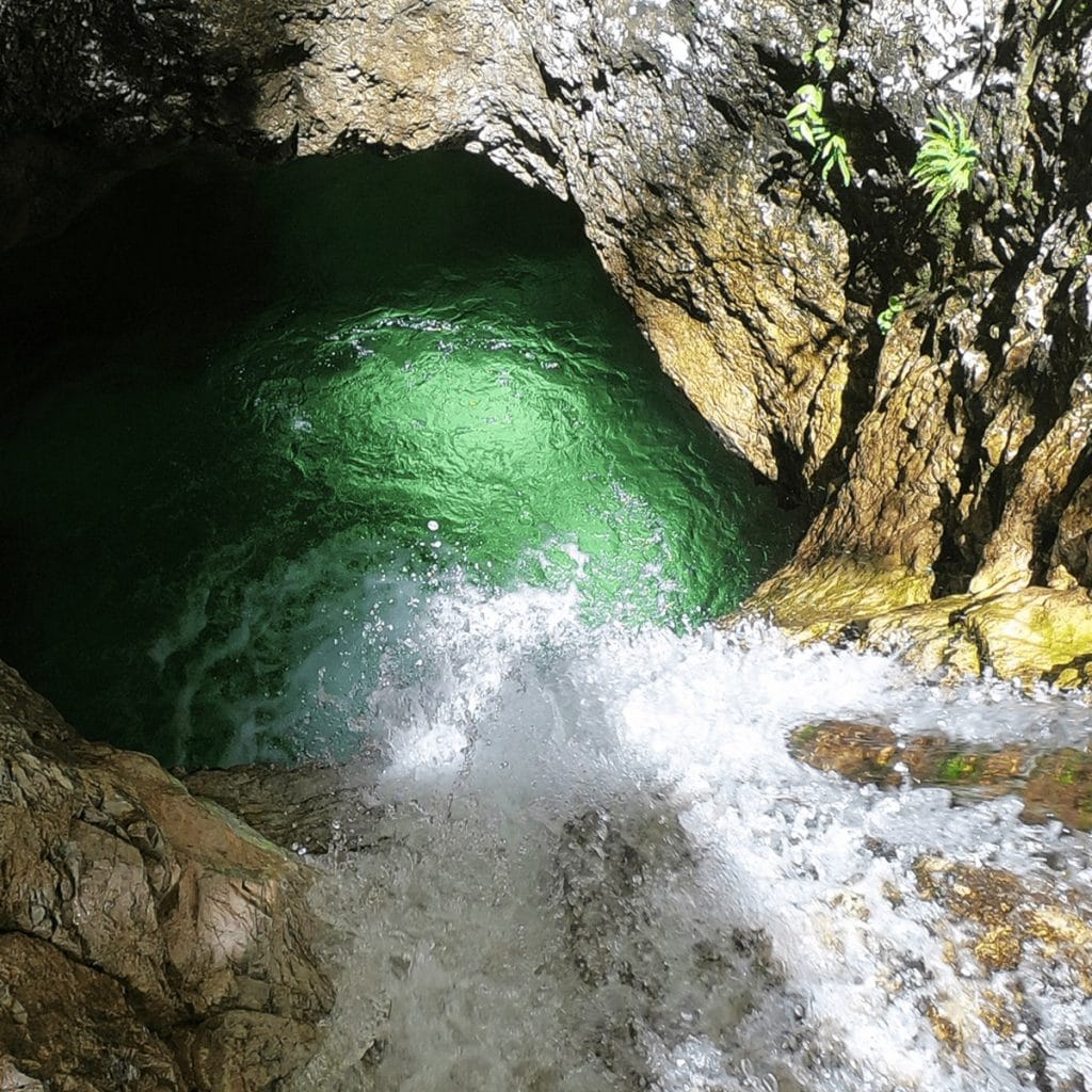 Canyoning in Bovec leads you to secret ponds of emerald green Alpine waters.